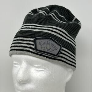 Callaway Skull Cap Beanie Winter Hat Toque Gray Golf Golfer Golfing Striped